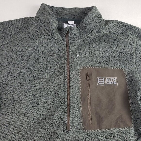Mtn Ops Summit Fleece Jacket Mens Small Green 1/4 Zip Pullover Outdoor Winter - Picture 2 of 9